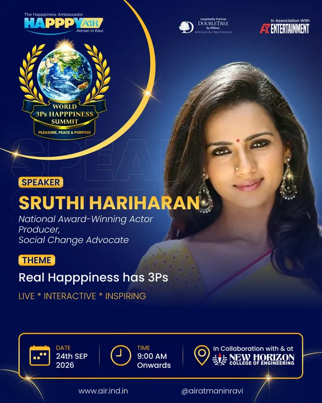Shruthi Hariharan, speaker at the World 3Ps Happpiness Summit 2026